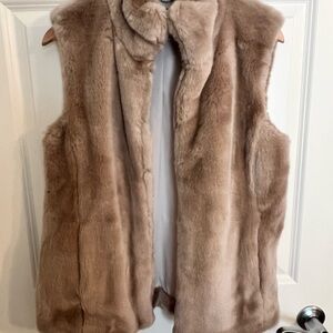 Ann Taylor Faux Fur Vest with Chain Detail